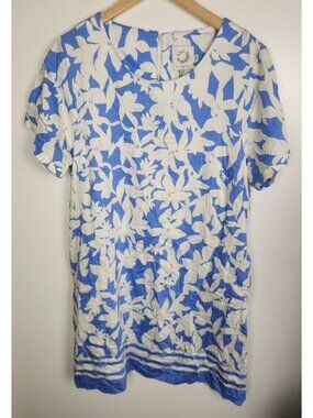 Lili Sidonio Women's Sz. XL Blue & White Floral Short Sleeve Dress